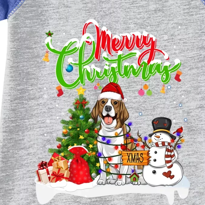 Xmas Lighting Matching Santa Beagle Dog Wearing Christmas Meaningful Gift Infant Baby Jersey Bodysuit