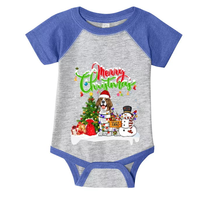 Xmas Lighting Matching Santa Beagle Dog Wearing Christmas Meaningful Gift Infant Baby Jersey Bodysuit