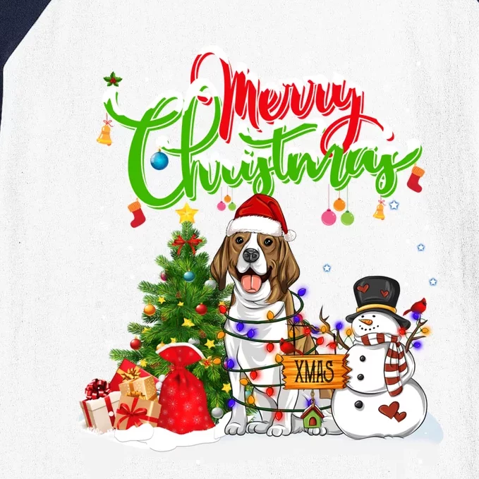 Xmas Lighting Matching Santa Beagle Dog Wearing Christmas Meaningful Gift Baseball Sleeve Shirt