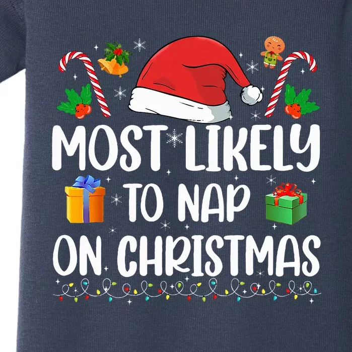 Xmas Likely Nap On Christmas Funny Family Christmas Pajamas Baby Bodysuit