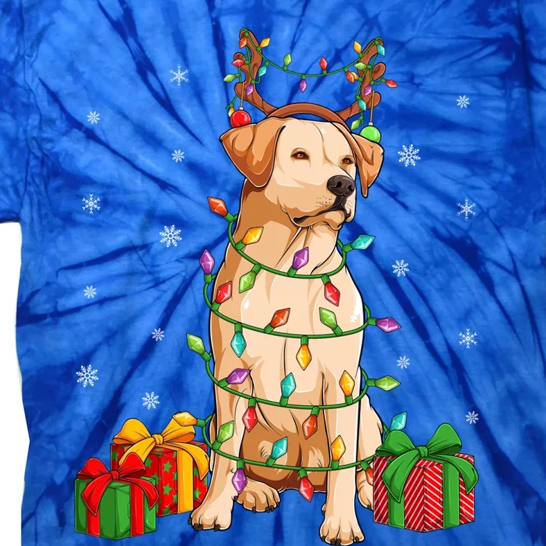 Xmas Lighting Reindeer Hat Labrador Retriever Christmas Cool Gift Tie-Dye T-Shirt