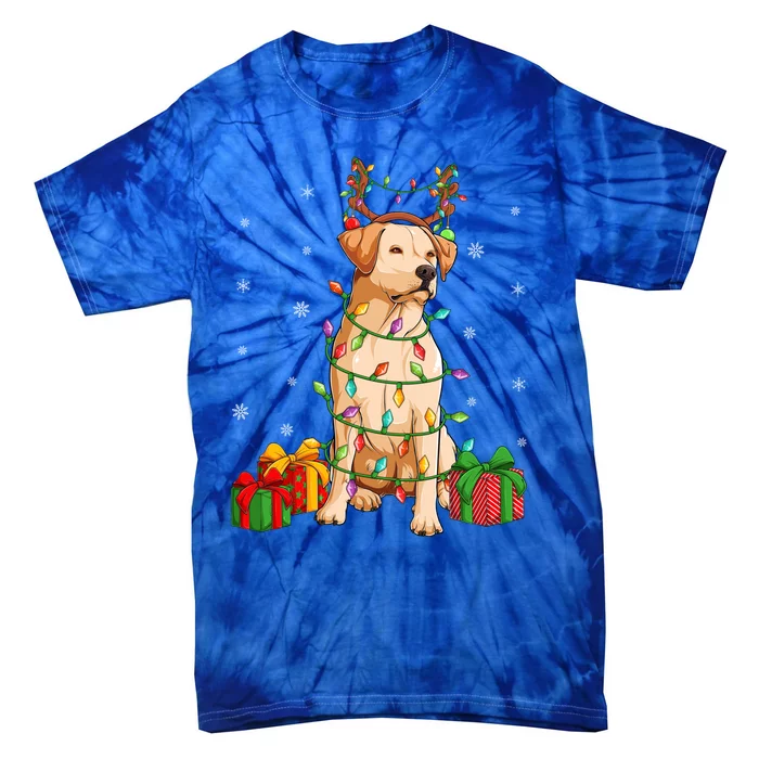 Xmas Lighting Reindeer Hat Labrador Retriever Christmas Cool Gift Tie-Dye T-Shirt