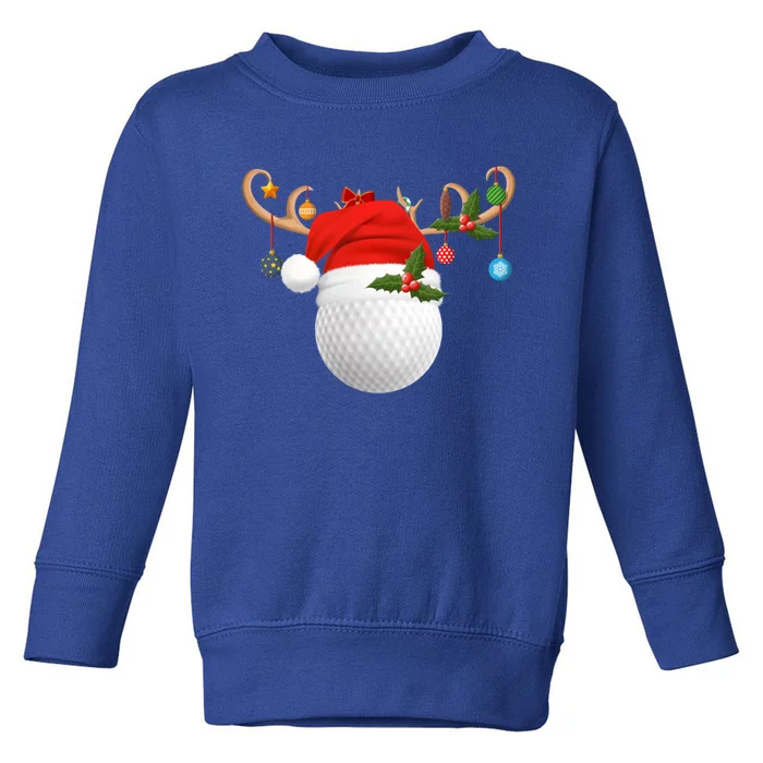 Xmas Lighting Reindeer Santa Hat Golf Christmas Gift Toddler Sweatshirt