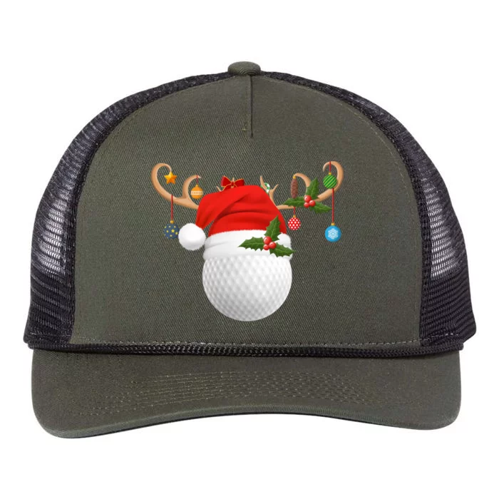 Xmas Lighting Reindeer Santa Hat Golf Christmas Gift Retro Rope Trucker Hat Cap