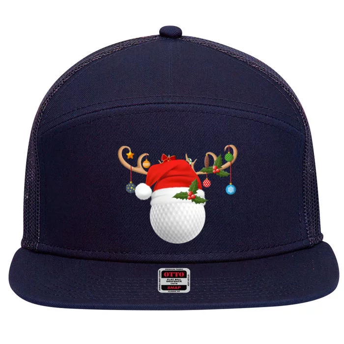 Xmas Lighting Reindeer Santa Hat Golf Christmas Gift 7 Panel Mesh Trucker Snapback Hat