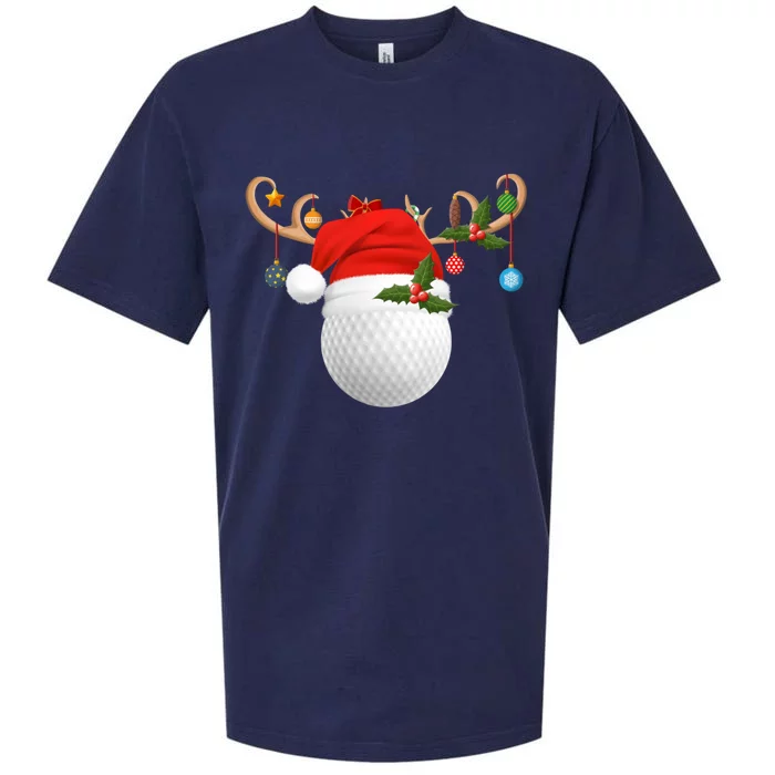 Xmas Lighting Reindeer Santa Hat Golf Christmas Gift Sueded Cloud Jersey T-Shirt