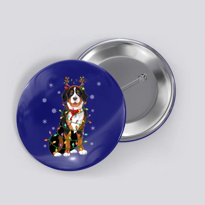 Xmas Lighting Reindeer Hat Bernese Mountain Dog Christmas Gift Button