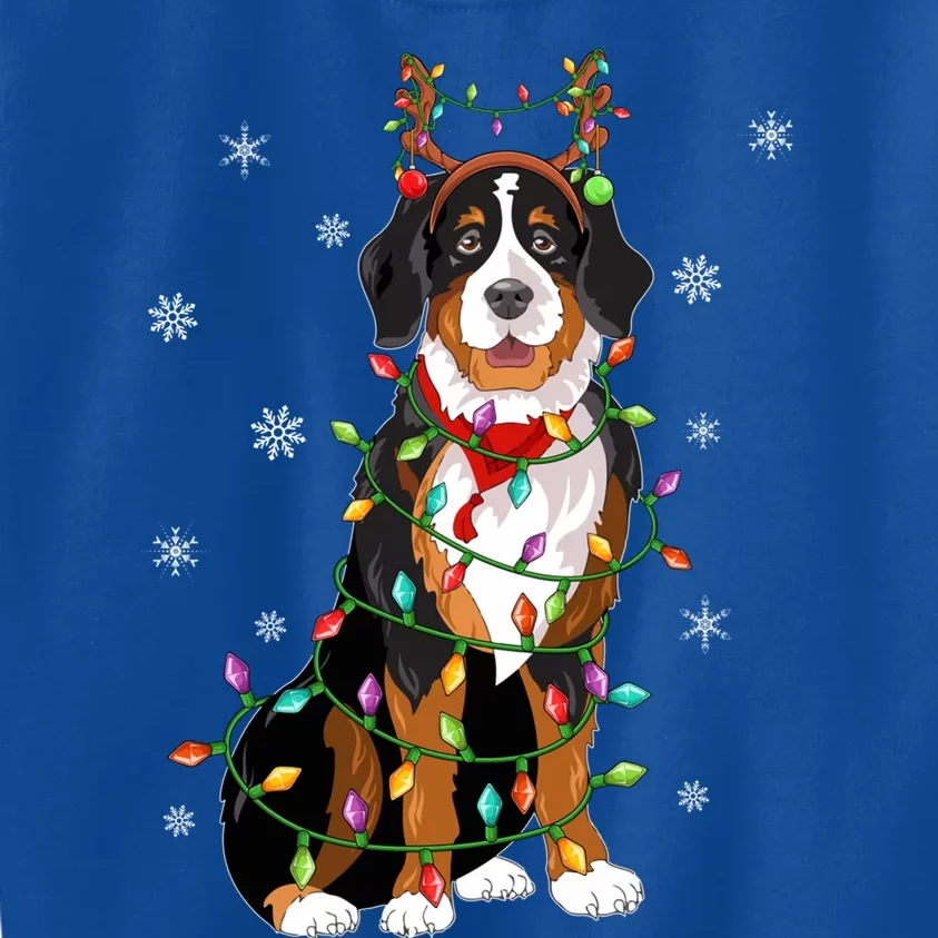 Xmas Lighting Reindeer Hat Bernese Mountain Dog Christmas Gift Kids Sweatshirt