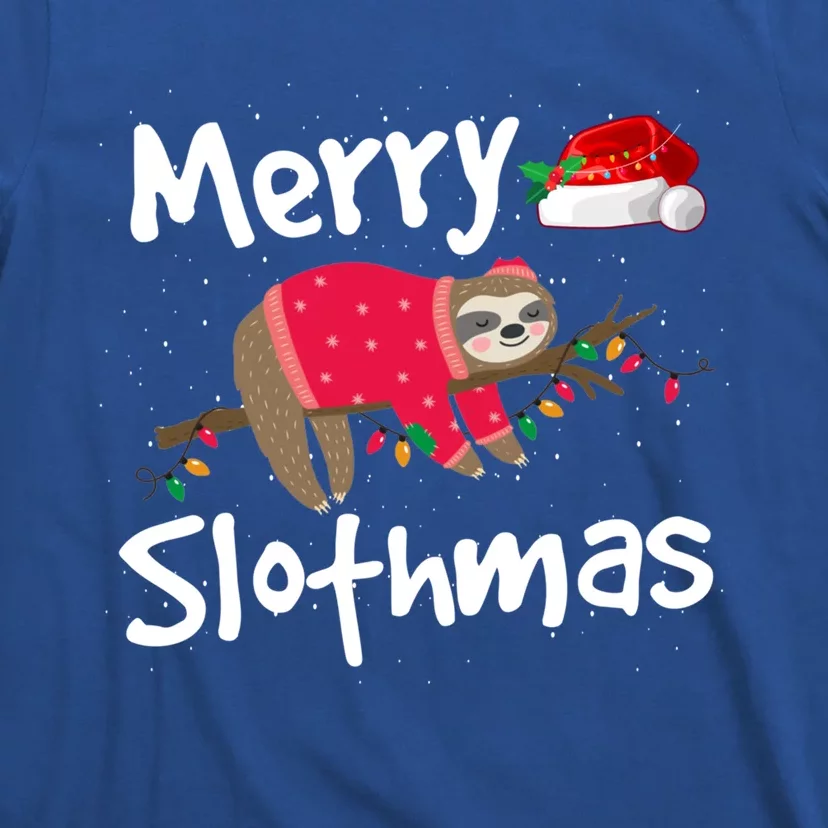 Xmas Lighting Santa Hat Sloth Merry Slothmas Christmas Gift T-Shirt