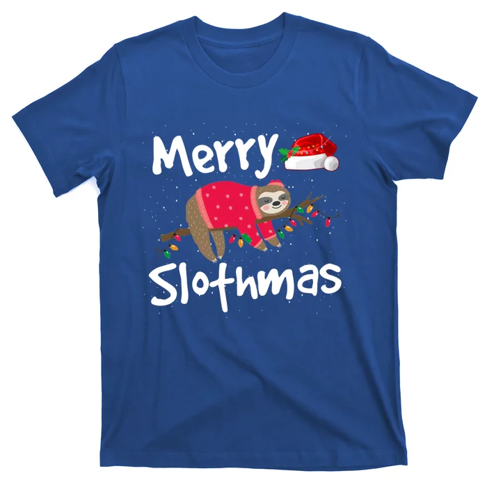 Xmas Lighting Santa Hat Sloth Merry Slothmas Christmas Gift T-Shirt