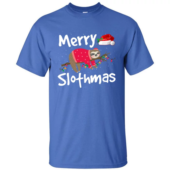 Xmas Lighting Santa Hat Sloth Merry Slothmas Christmas Gift Tall T-Shirt