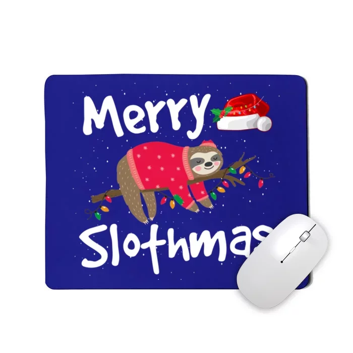 Xmas Lighting Santa Hat Sloth Merry Slothmas Christmas Gift Mousepad