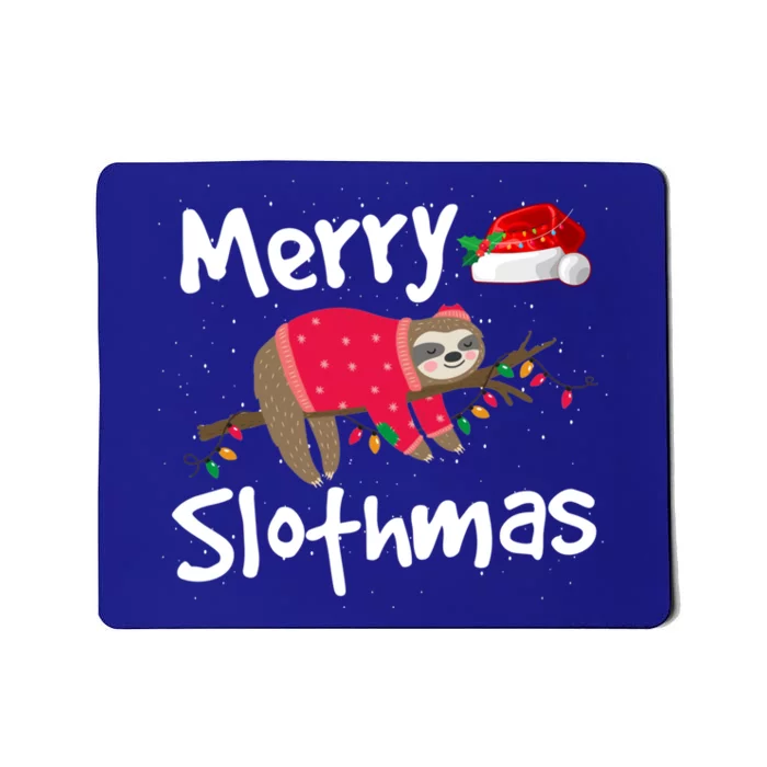 Xmas Lighting Santa Hat Sloth Merry Slothmas Christmas Gift Mousepad