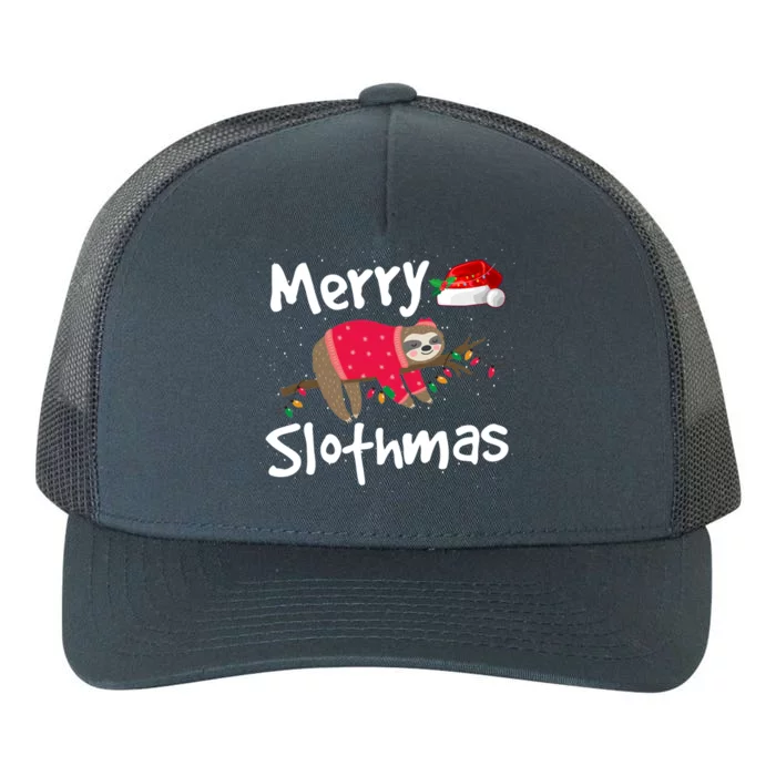 Xmas Lighting Santa Hat Sloth Merry Slothmas Christmas Gift Yupoong Adult 5-Panel Trucker Hat