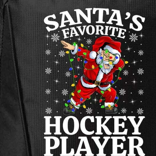 Xmas Lighting SantaS Favorites Hockey Player Christmas Gift City Backpack