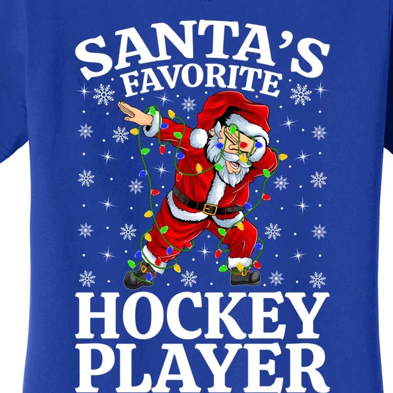 Xmas Lighting SantaS Favorites Hockey Player Christmas Gift Women's T-Shirt