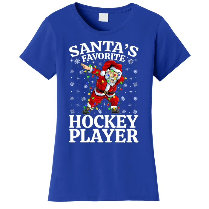 Xmas Lighting SantaS Favorites Hockey Player Christmas Gift Women's T-Shirt