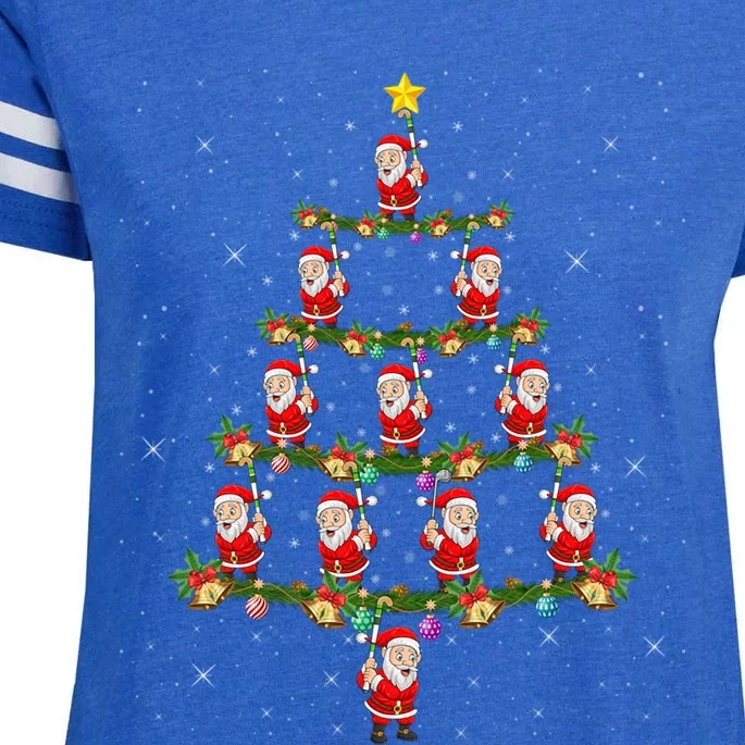 Xmas Lighting Santa Playing Hockey Christmas Tree Gift Enza Ladies Jersey Football T-Shirt