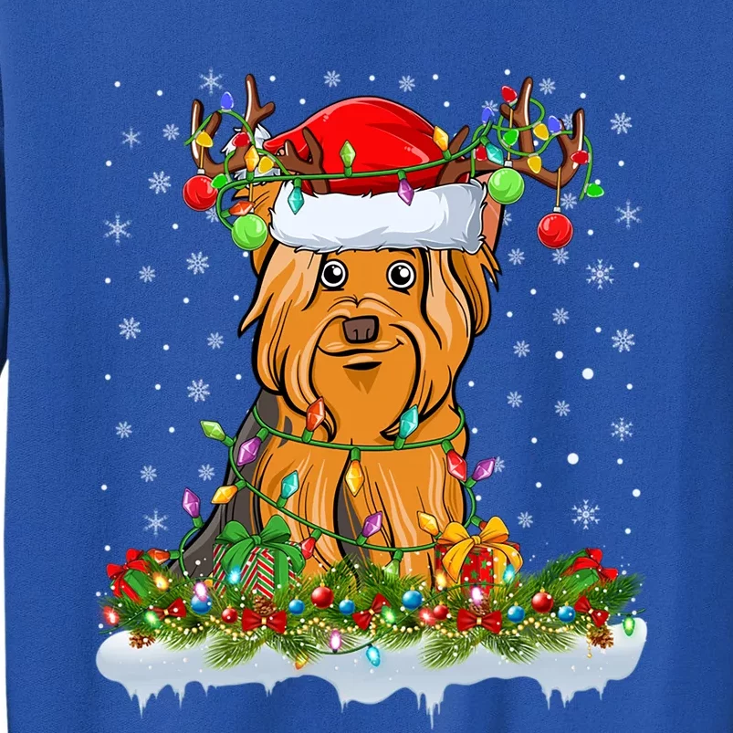 Xmas Lighting Santa Yorkshire Terrier Dog Christmas Gift Sweatshirt