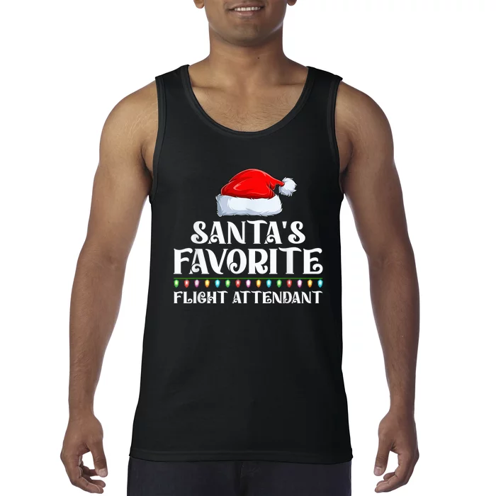 Xmas Lights Santa's Favorites Flights Attendant Christmas Tank Top