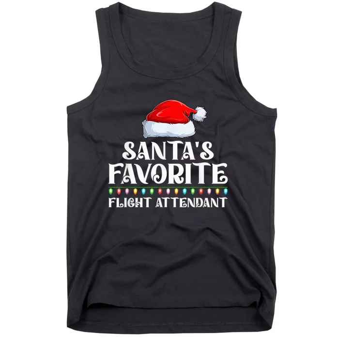 Xmas Lights Santa's Favorites Flights Attendant Christmas Tank Top