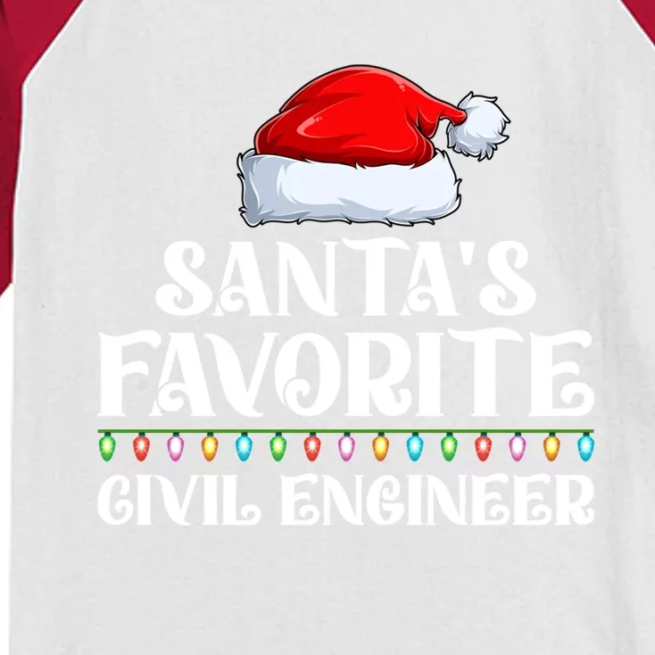 Xmas Lights SantaS Favorites Civil Engineer Christmas Gift Kids Colorblock Raglan Jersey