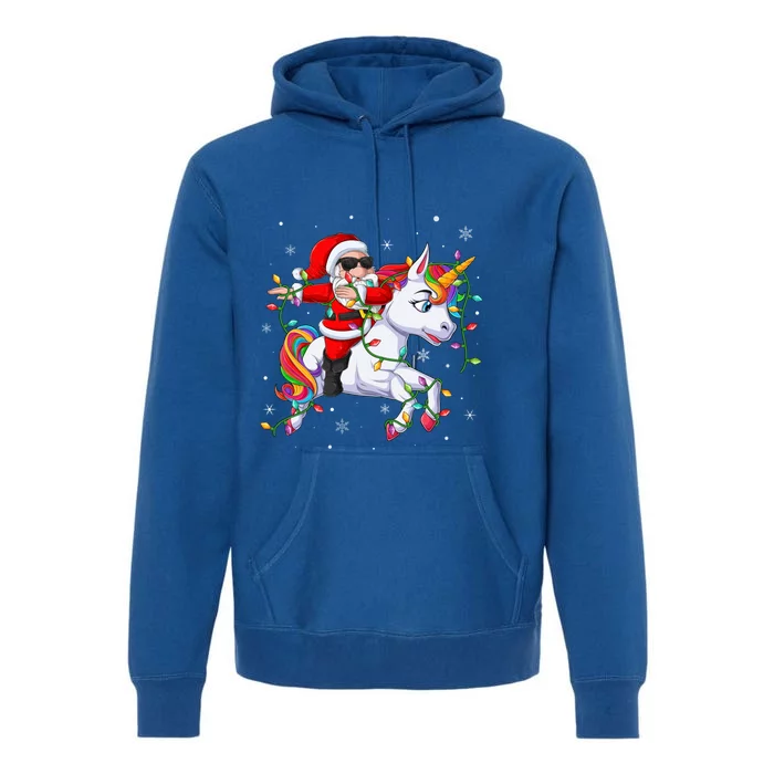 Xmas Lighting Sweater Style Santa Riding Unicorn Christmas Great Gift Premium Hoodie