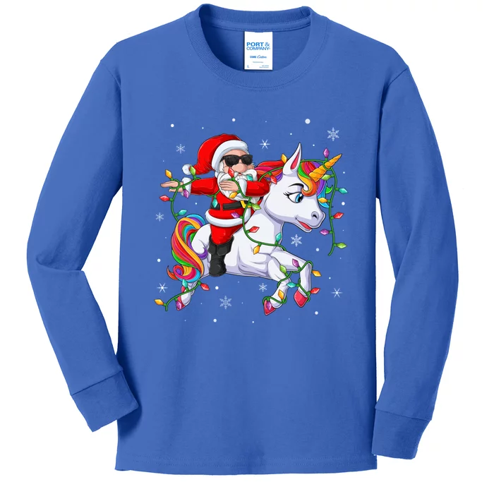 Xmas Lighting Sweater Style Santa Riding Unicorn Christmas Great Gift Kids Long Sleeve Shirt