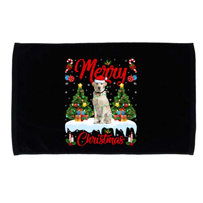 Xmas Lighting Santa Hat Labrador Retriever Dog Christmas Gift Microfiber Hand Towel