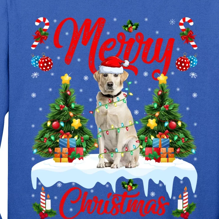 Xmas Lighting Santa Hat Labrador Retriever Dog Christmas Gift Long Sleeve Shirt