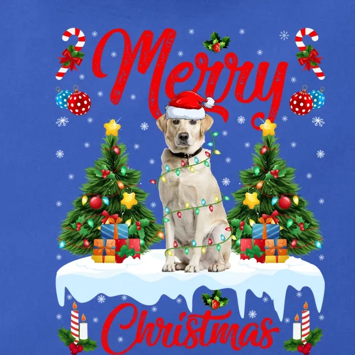 Xmas Lighting Santa Hat Labrador Retriever Dog Christmas Gift Zip Tote Bag