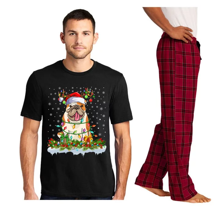 Xmas Lighting Santa American Bulldog Christmas Cool Gift Pajama Set