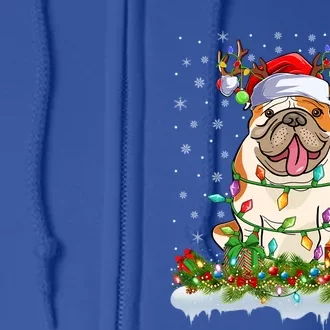 Xmas Lighting Santa American Bulldog Christmas Cool Gift Full Zip Hoodie