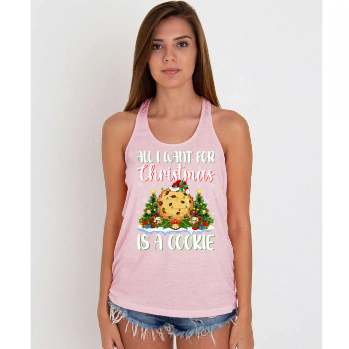 Xmas Lighting Santa All I Want For Christmas Is A Cookie Gift Women's Knotted Racerback Tank