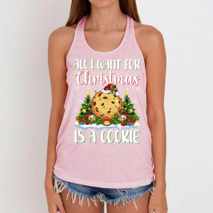 Xmas Lighting Santa All I Want For Christmas Is A Cookie Gift Women's Knotted Racerback Tank