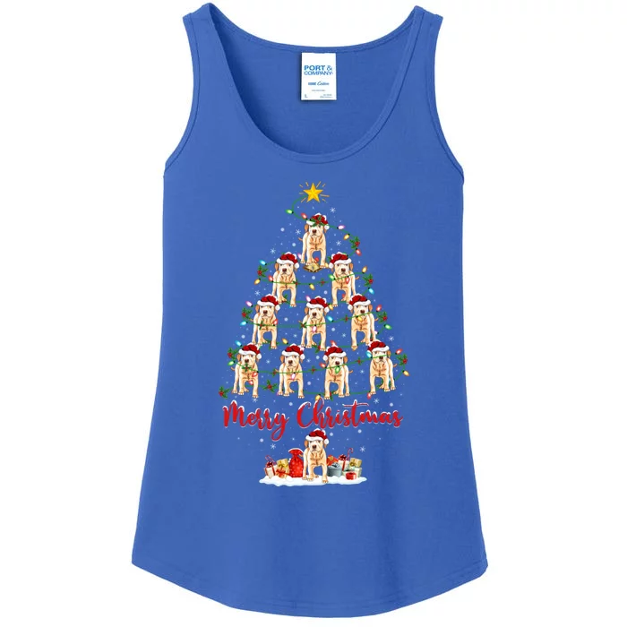 Xmas Lights Santa Labrador Retriever Dog Christmas Tree Gift Ladies Essential Tank