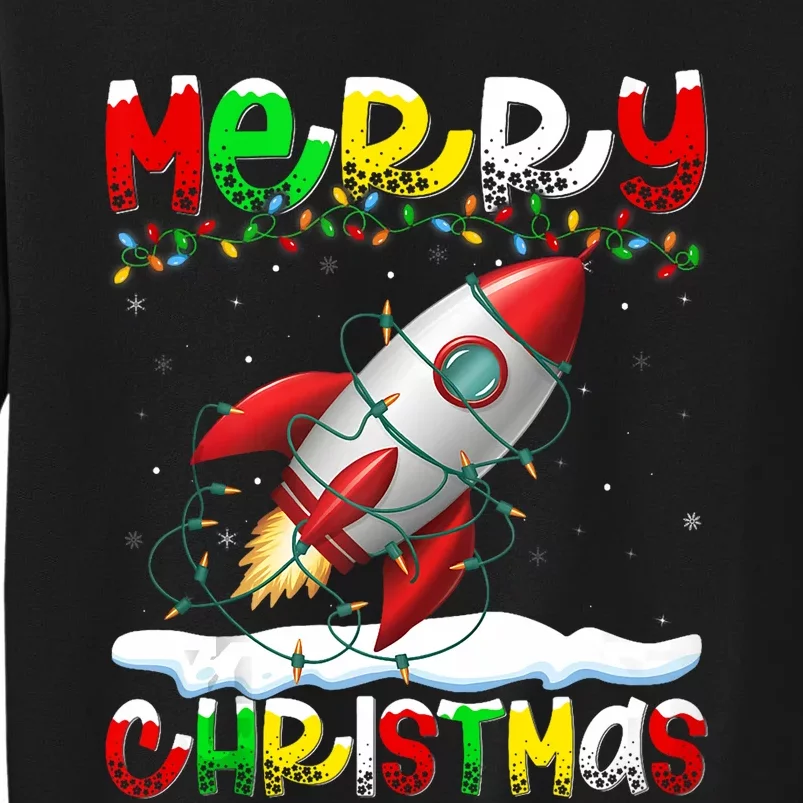 Xmas Lighting Santa Hat Rocket Merry Christmas Sweatshirt