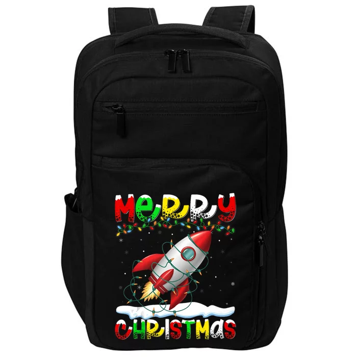 Xmas Lighting Santa Hat Rocket Merry Christmas Impact Tech Backpack