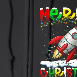 Xmas Lighting Santa Hat Rocket Merry Christmas Full Zip Hoodie