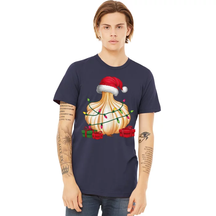 Xmas Lighting Santa Hat Garlic Christmas Premium T-Shirt