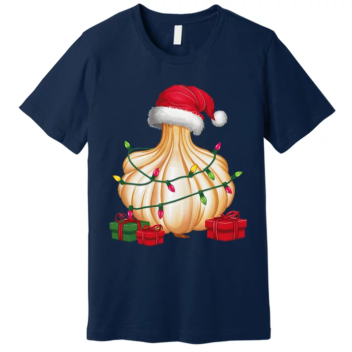 Xmas Lighting Santa Hat Garlic Christmas Premium T-Shirt