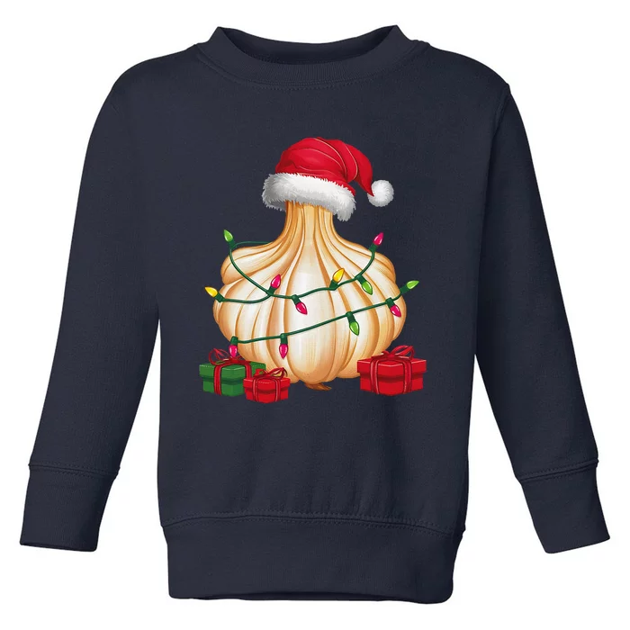 Xmas Lighting Santa Hat Garlic Christmas Toddler Sweatshirt