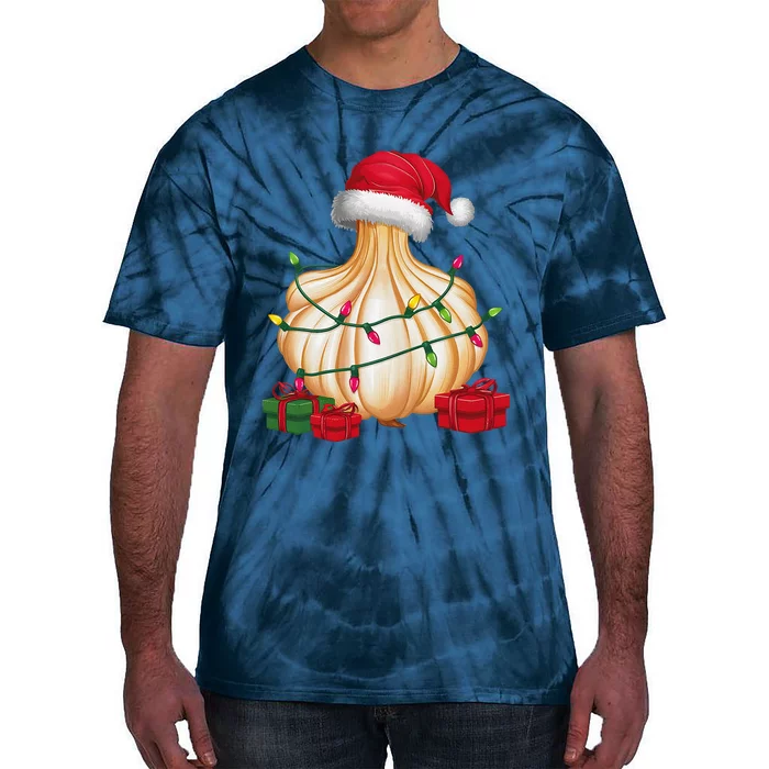 Xmas Lighting Santa Hat Garlic Christmas Tie-Dye T-Shirt