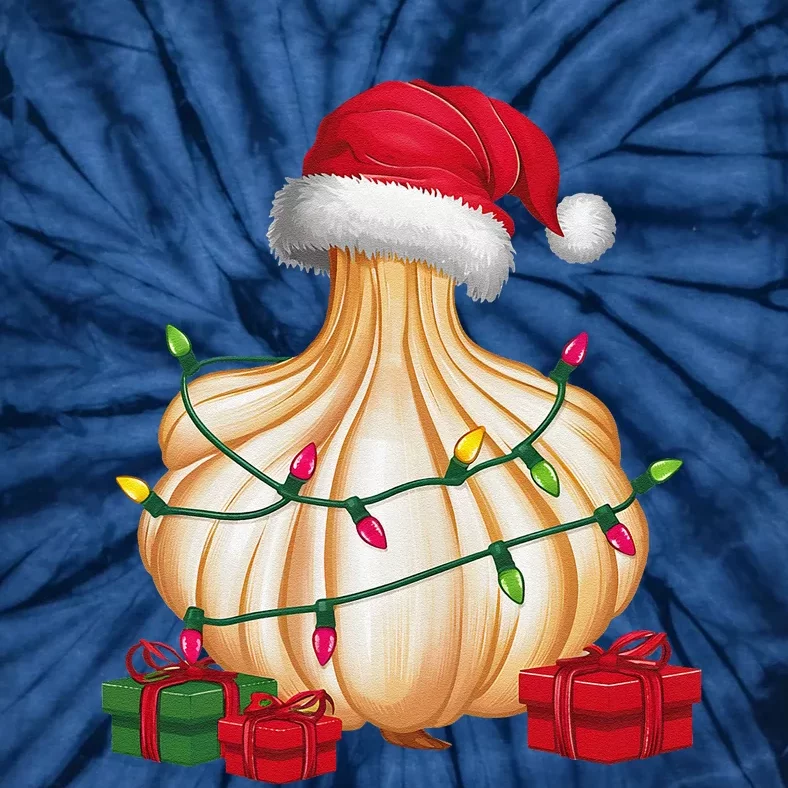 Xmas Lighting Santa Hat Garlic Christmas Tie-Dye T-Shirt