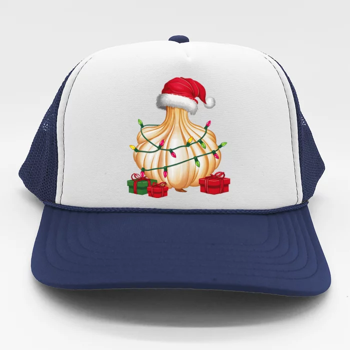 Xmas Lighting Santa Hat Garlic Christmas Trucker Hat