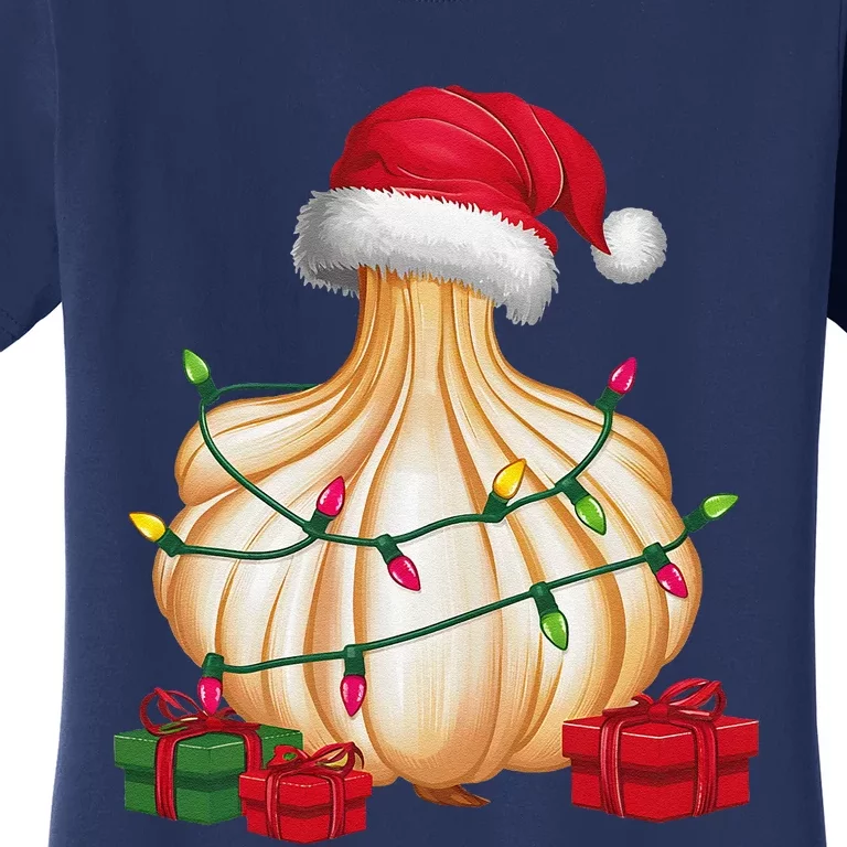 Xmas Lighting Santa Hat Garlic Christmas Women's T-Shirt