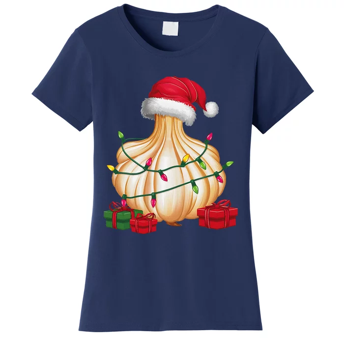 Xmas Lighting Santa Hat Garlic Christmas Women's T-Shirt