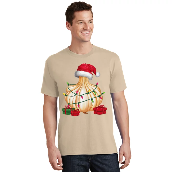 Xmas Lighting Santa Hat Garlic Christmas T-Shirt