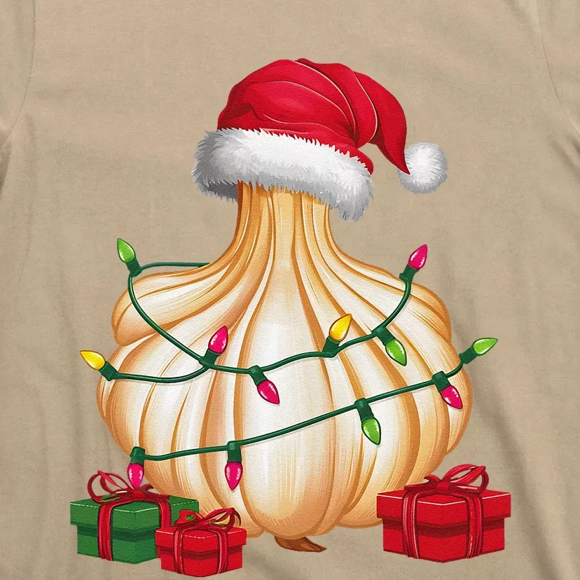 Xmas Lighting Santa Hat Garlic Christmas T-Shirt