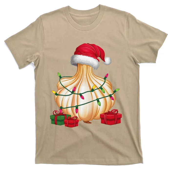 Xmas Lighting Santa Hat Garlic Christmas T-Shirt